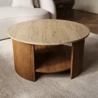 Round Coffee Table with Storage - Brown, Mango Wood