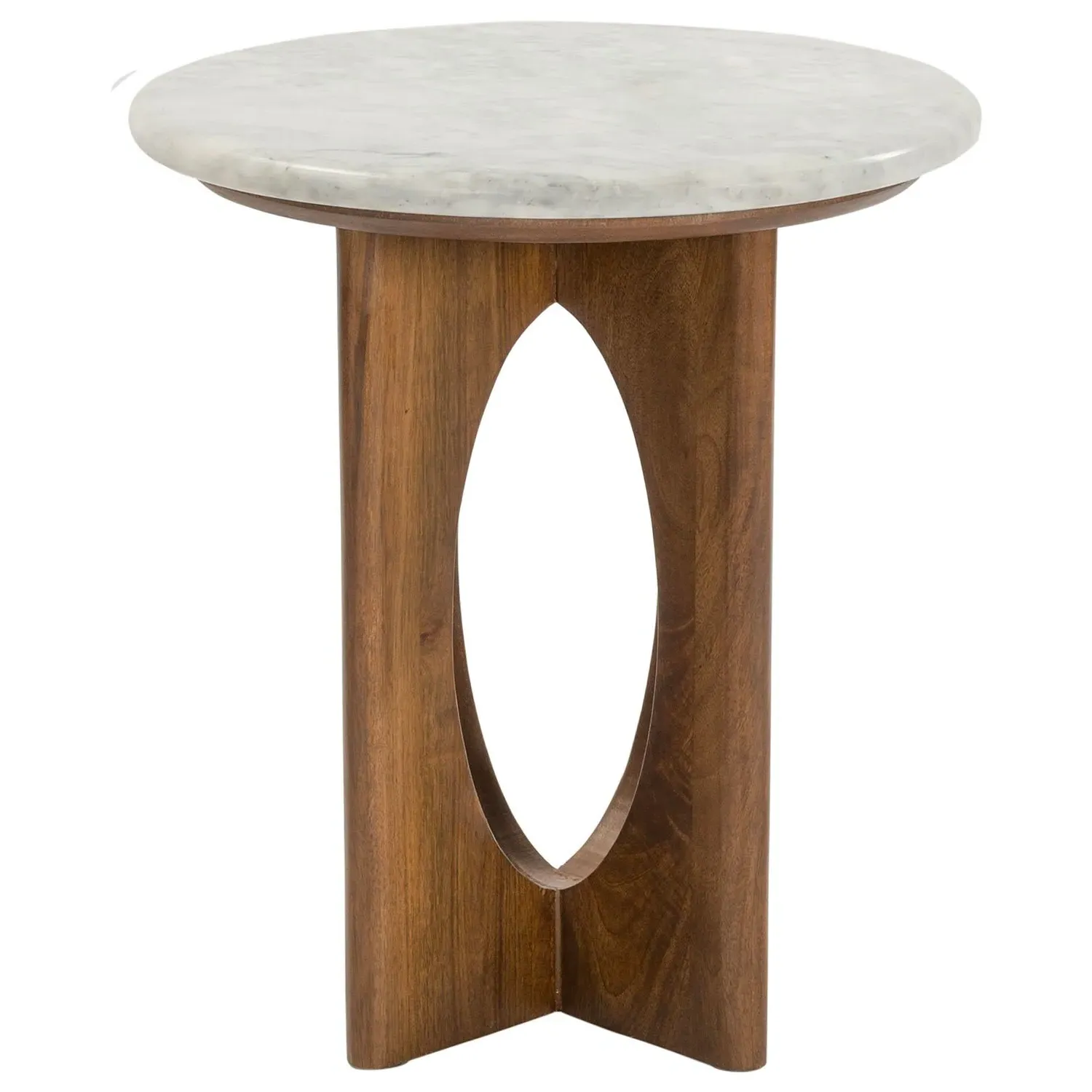 Round Side Table with Marble Top - Brown, Wood