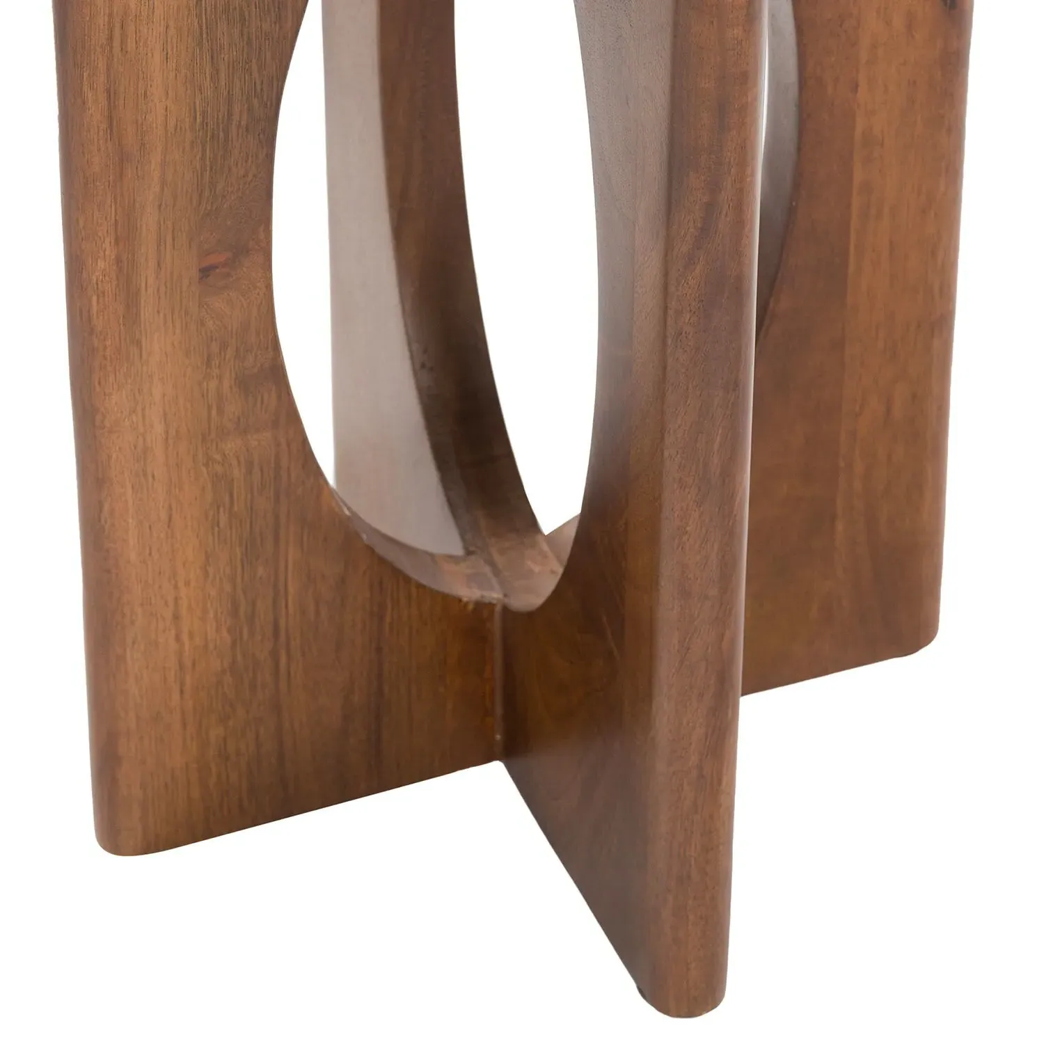 Round Side Table with Marble Top - Brown, Wood