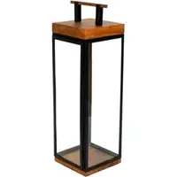 Large Tall Lantern - Black, Acacia Wood