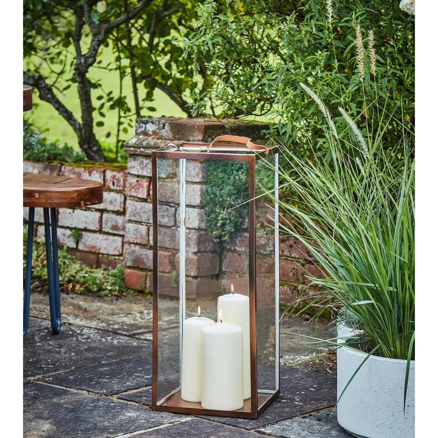 Large Tall Outdoor Lantern - Copper