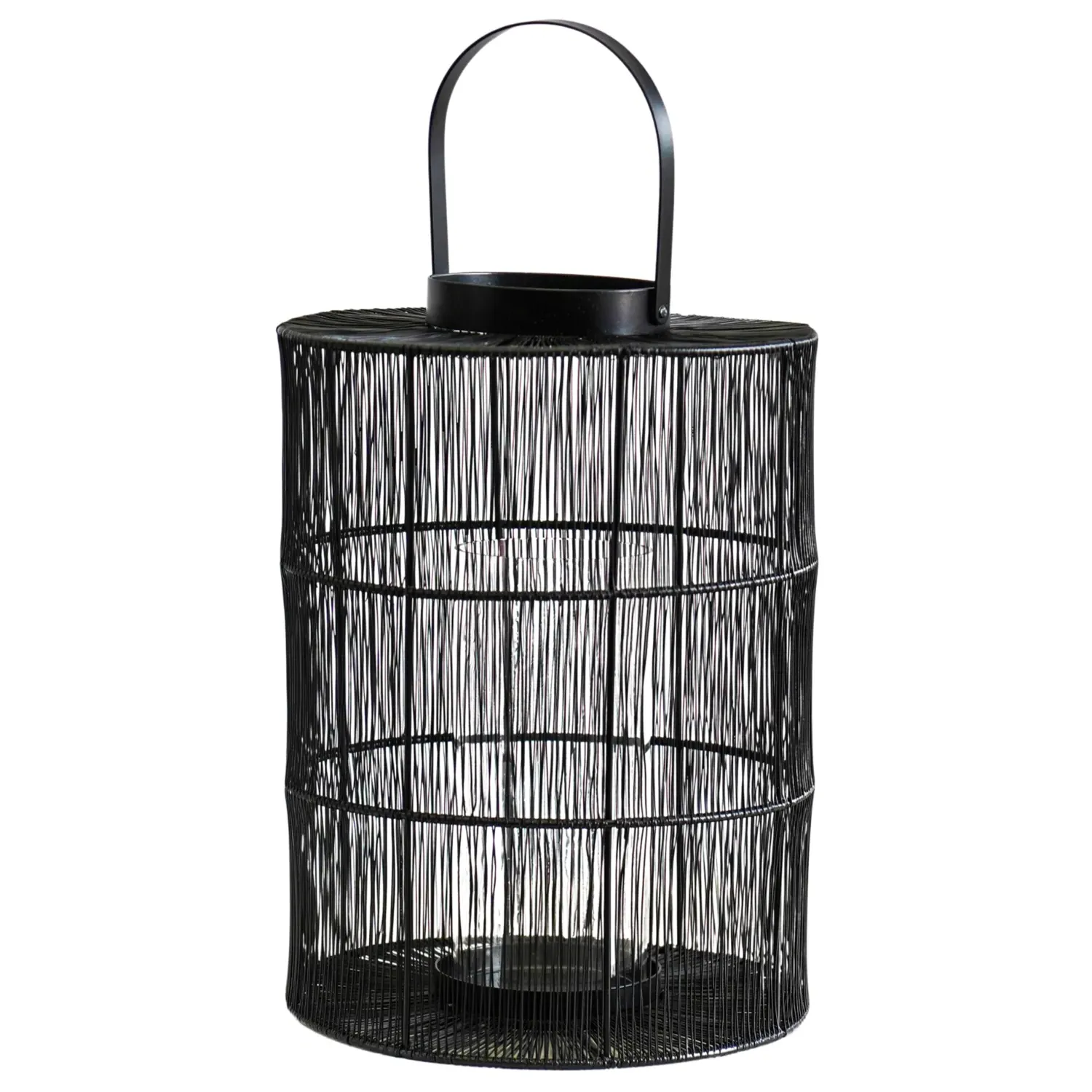 Large Wire Lantern with Handle - Black, Metal