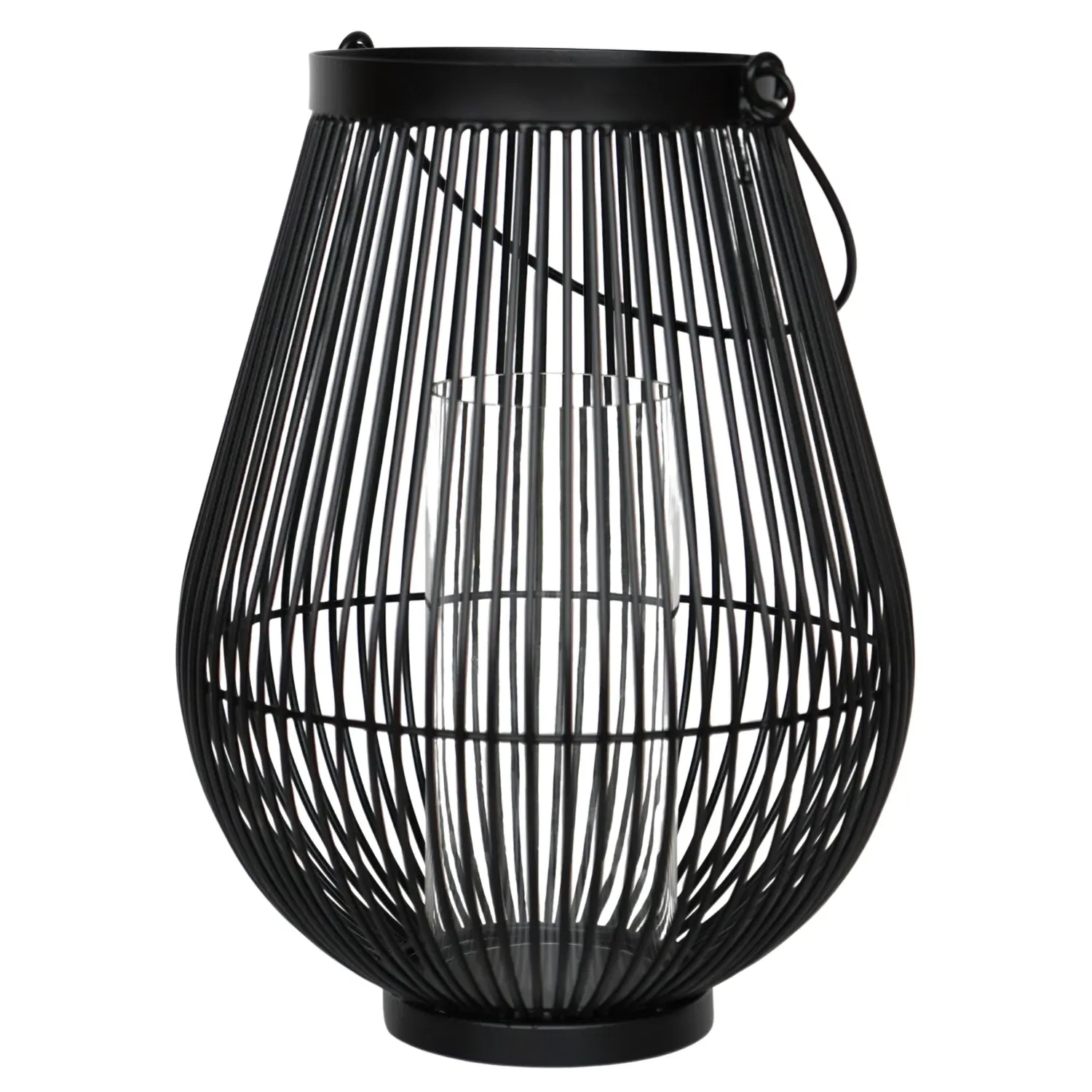 Small Outdoor Lantern with Glass Insert - Black