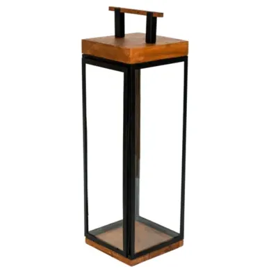 Small Tall Lantern Grace - Black, Acacia Wood image