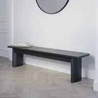 3-Seater Hallway Bench with Fluted Legs - Black Oak