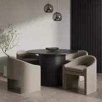 4-Seater Round Dining Set - Black, Oak