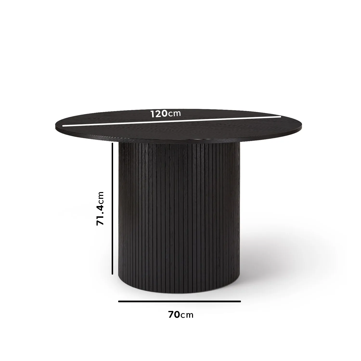 4-Seater Round Dining Set - Black, Oak