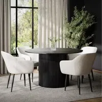 4-Seater Round Dining Set - Black, Oak