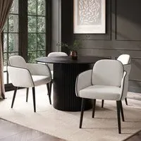 4-Seater Round Dining Set with Storage - Black, Oak