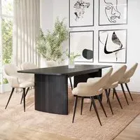 6-Seater Extendable Dining Set - Black, Oak
