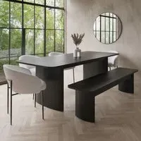 6-Seater Extendable Dining Set - Black, Oak