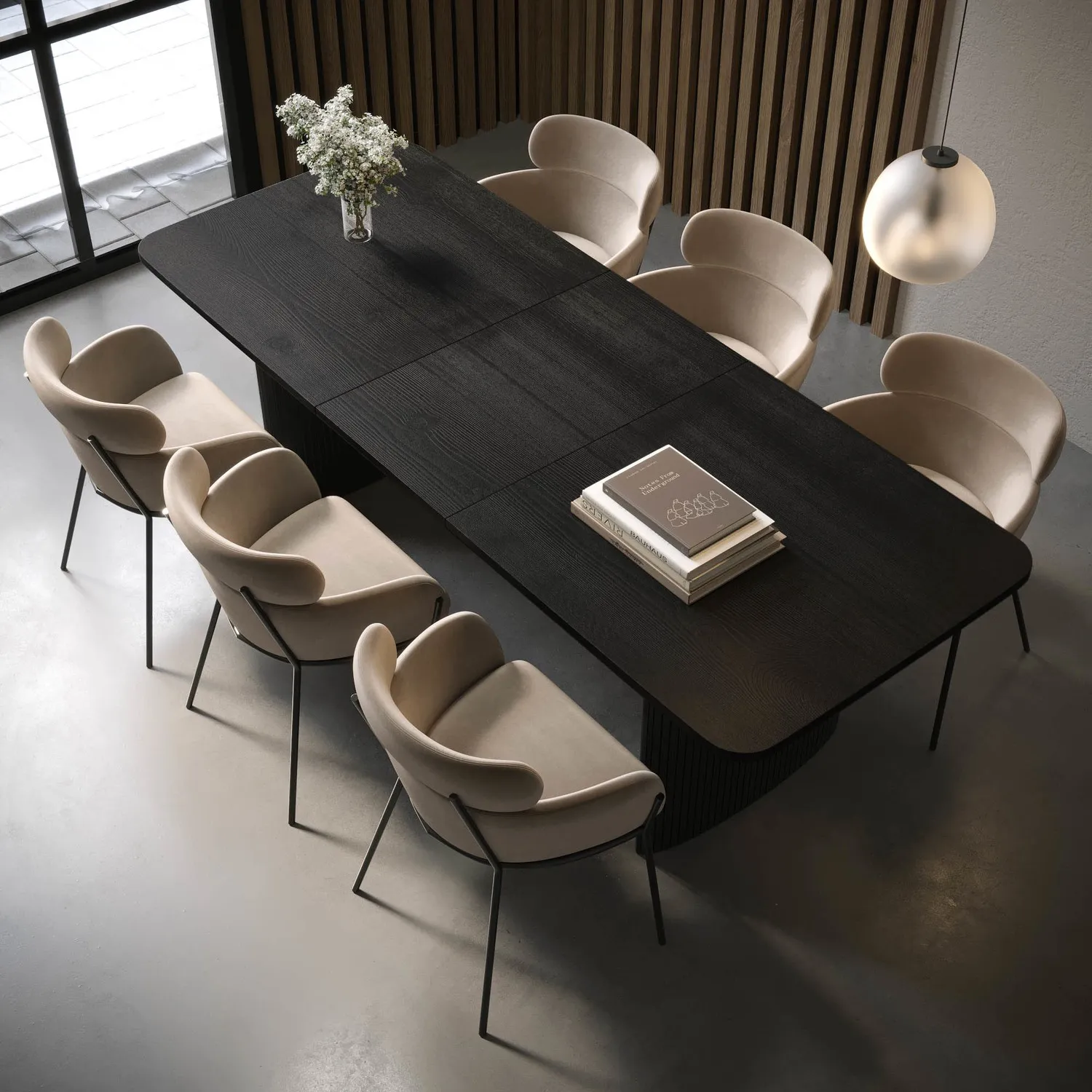 6-Seater Extendable Dining Set - Black, Oak