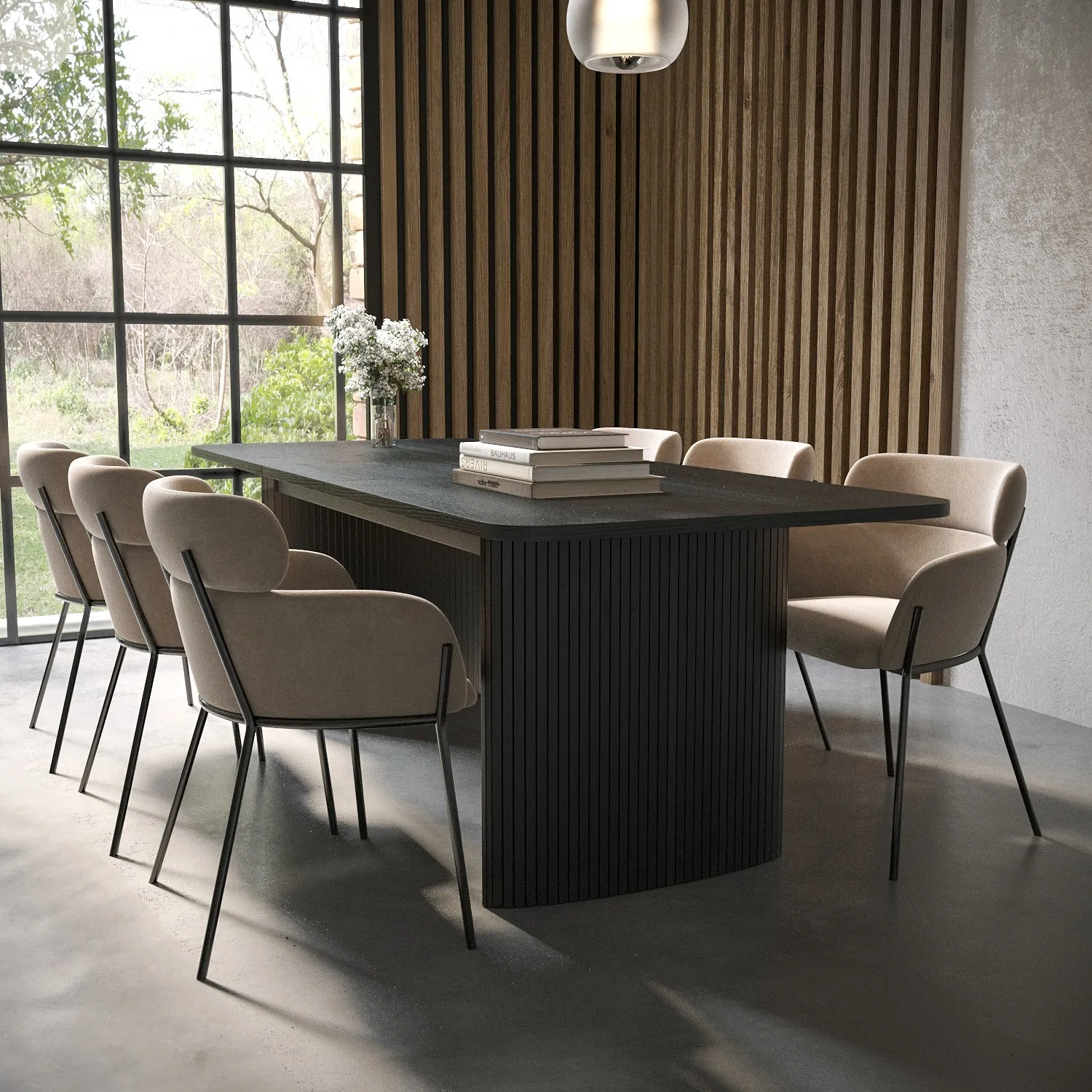 6-Seater Extendable Dining Set - Black, Oak