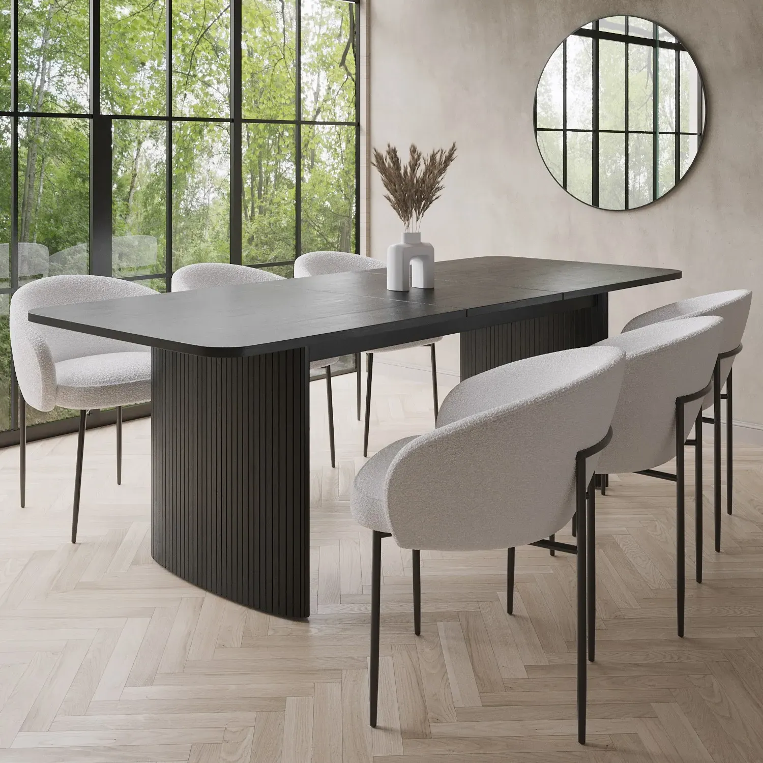 6-Seater Extendable Dining Set - Black, Oak image
