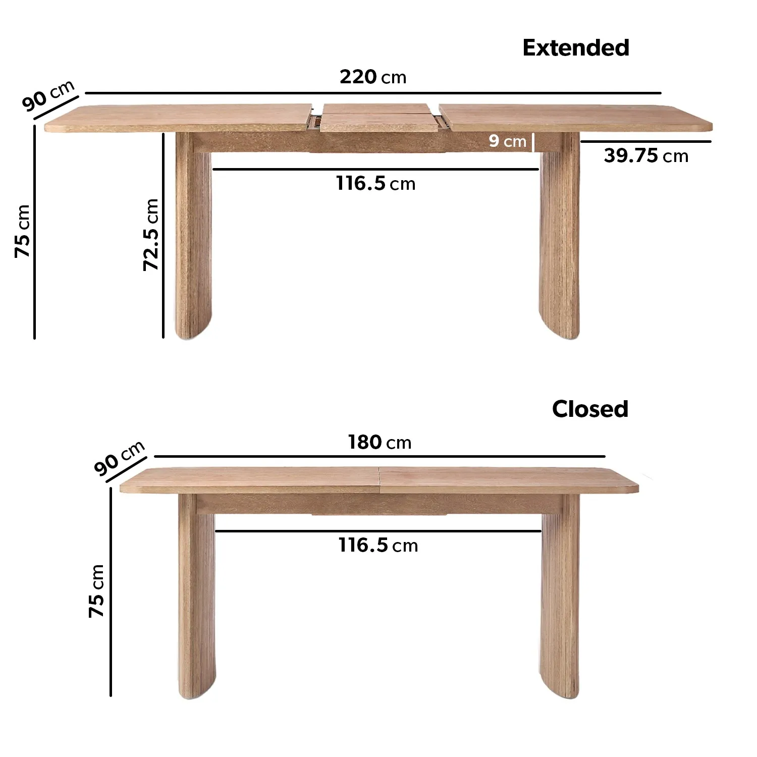 6-Seater Extendable Dining Set - Brown, Oak