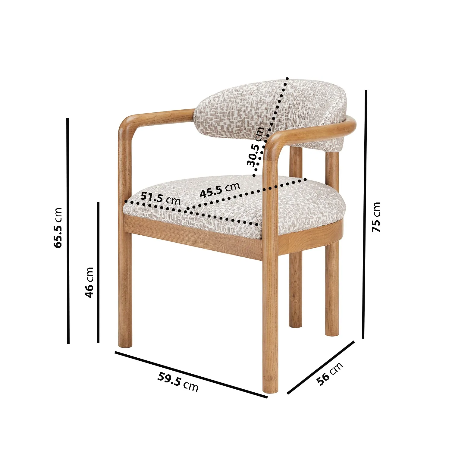 Extendable Dining Set with 6 Chairs - Black Oak, Fabric