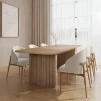Extendable Dining Set with 6 Chairs - Oak, Fabric