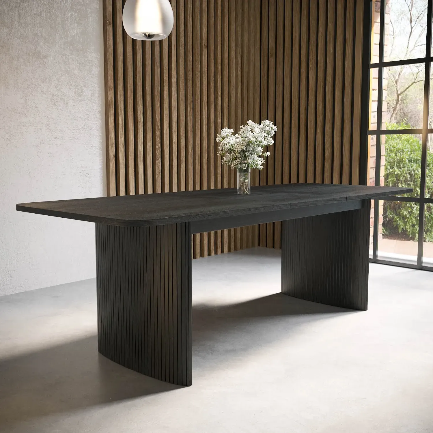 Extendable Dining Table with Storage - Black, Oak image