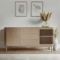 Large Curved Sideboard with Drawers - Oak Veneer