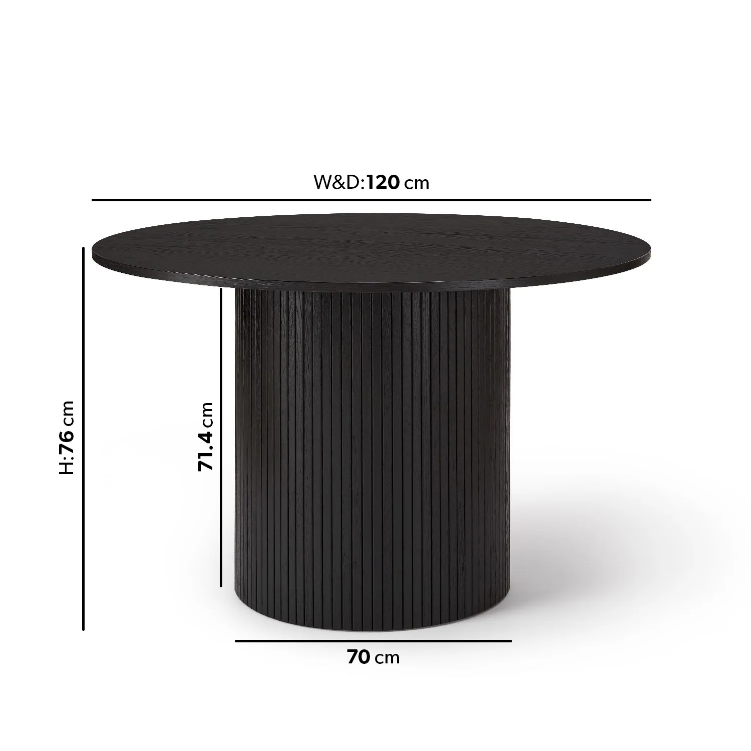 Round Dining Table Set with 4 Chairs - Black, Oak