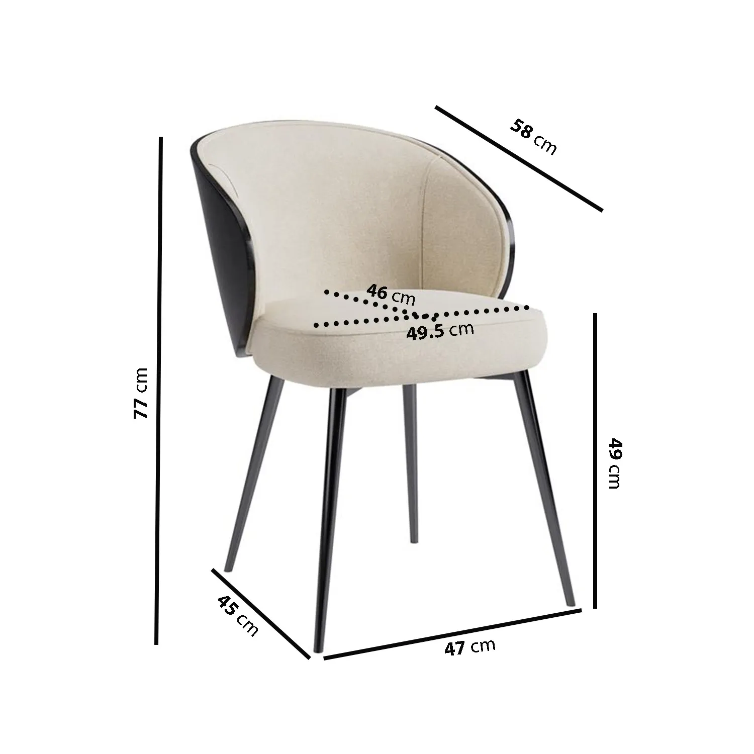 Round Dining Table Set with 4 Chairs - Black, Oak