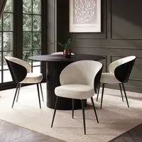 Round Dining Table Set with 4 Chairs - Black, Oak