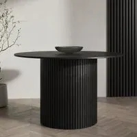 Round Dining Table with Pedestal Base - Black, Oak