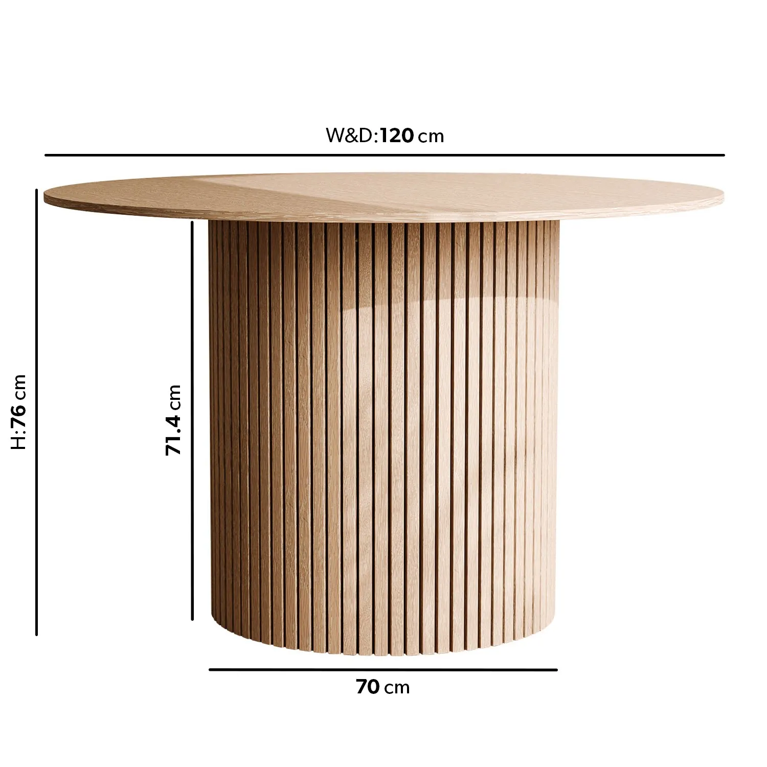 Round Dining Table with Pedestal Base - Brown, Oak