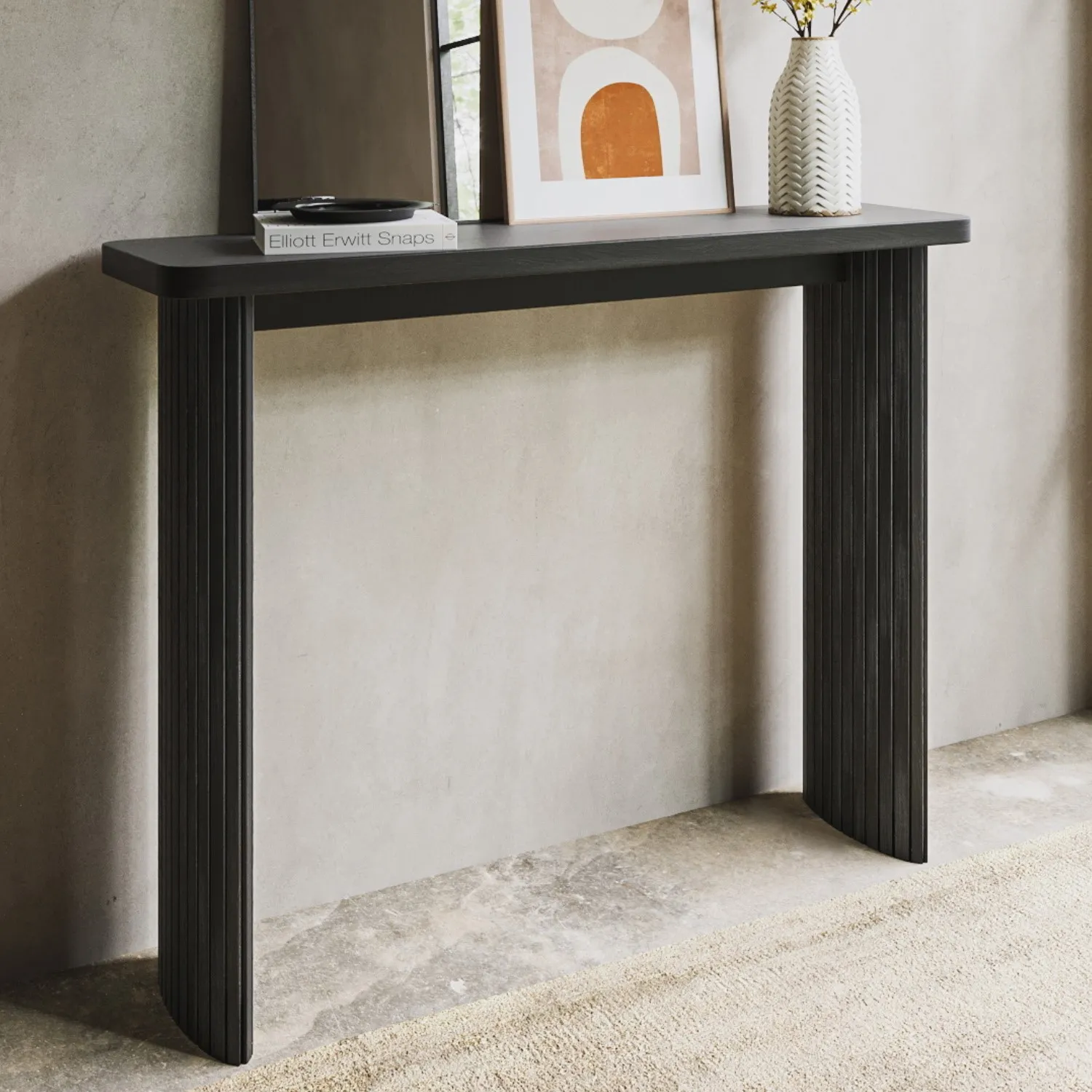 Slim Console Table - Black, Oak image