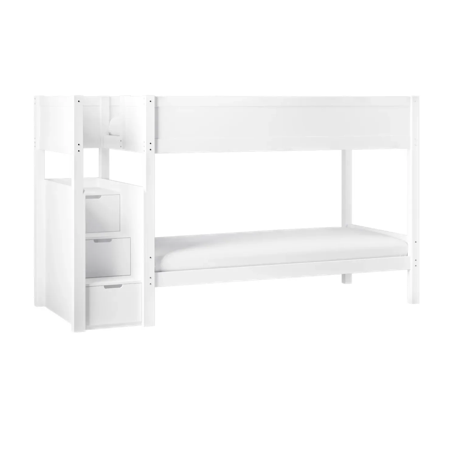 Bunk Bed with Stairs and Storage - White, Pine