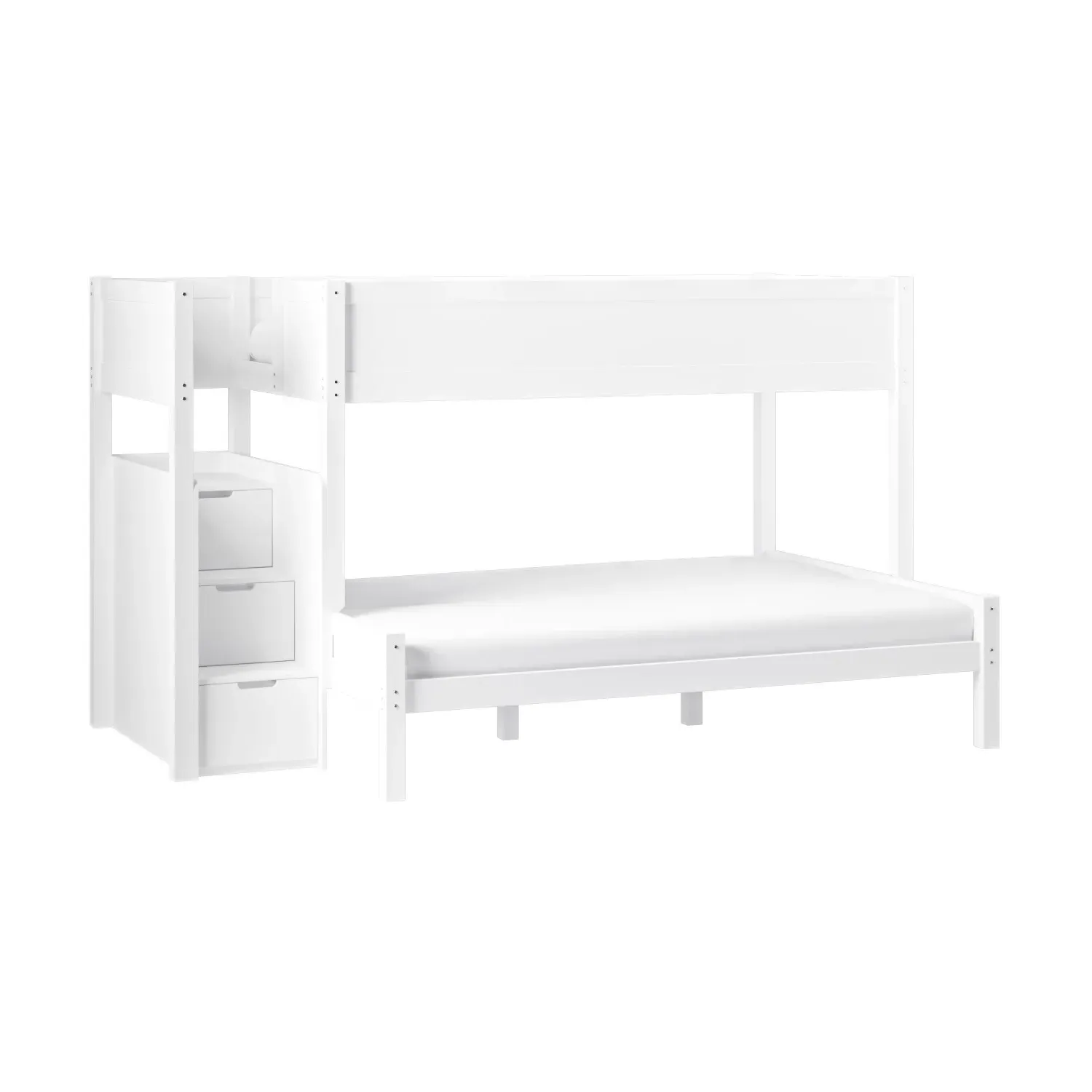 Triple Bunk Bed with Storage Stairs - White, Pine