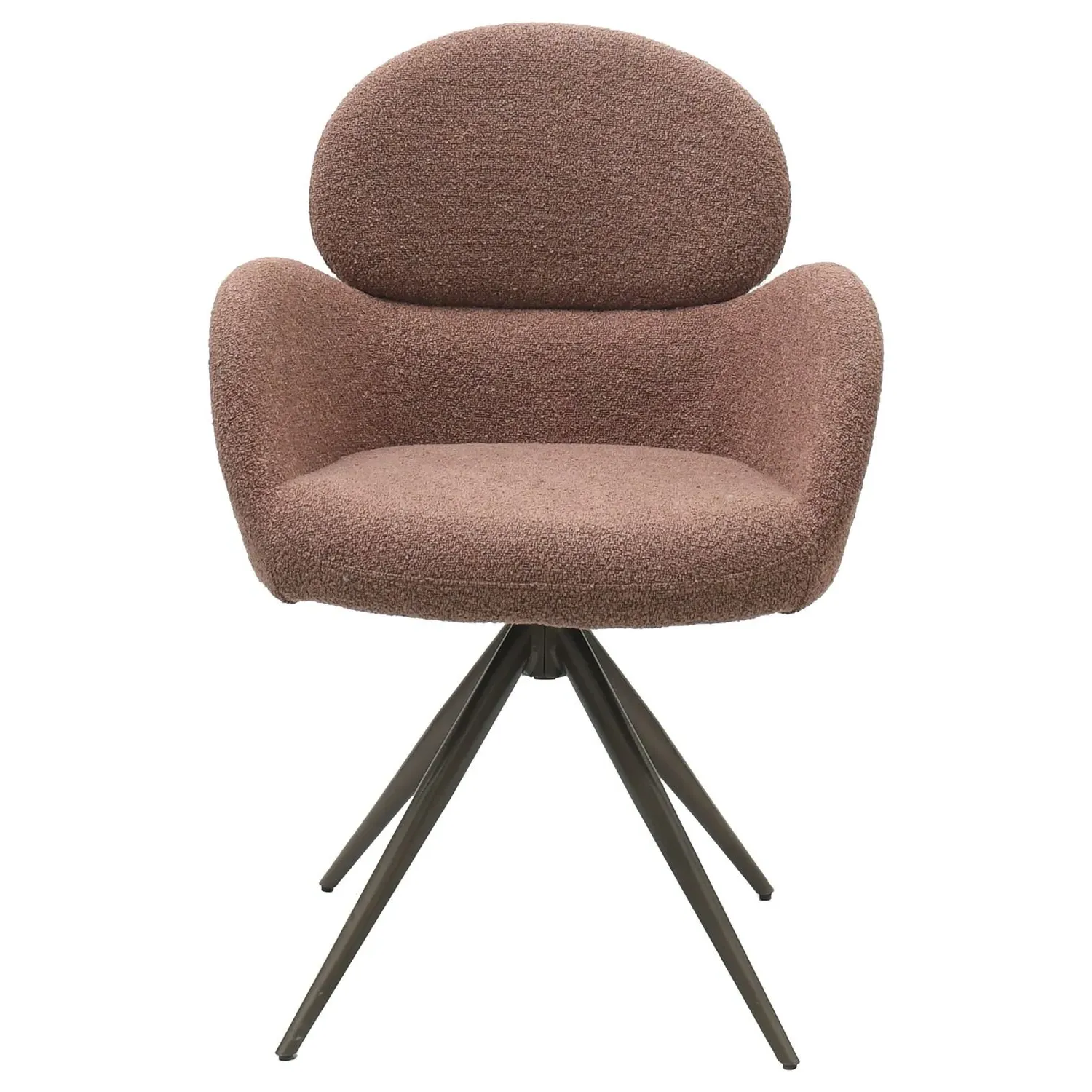 4-Piece Swivel Dining Chairs - Brown, Boucle