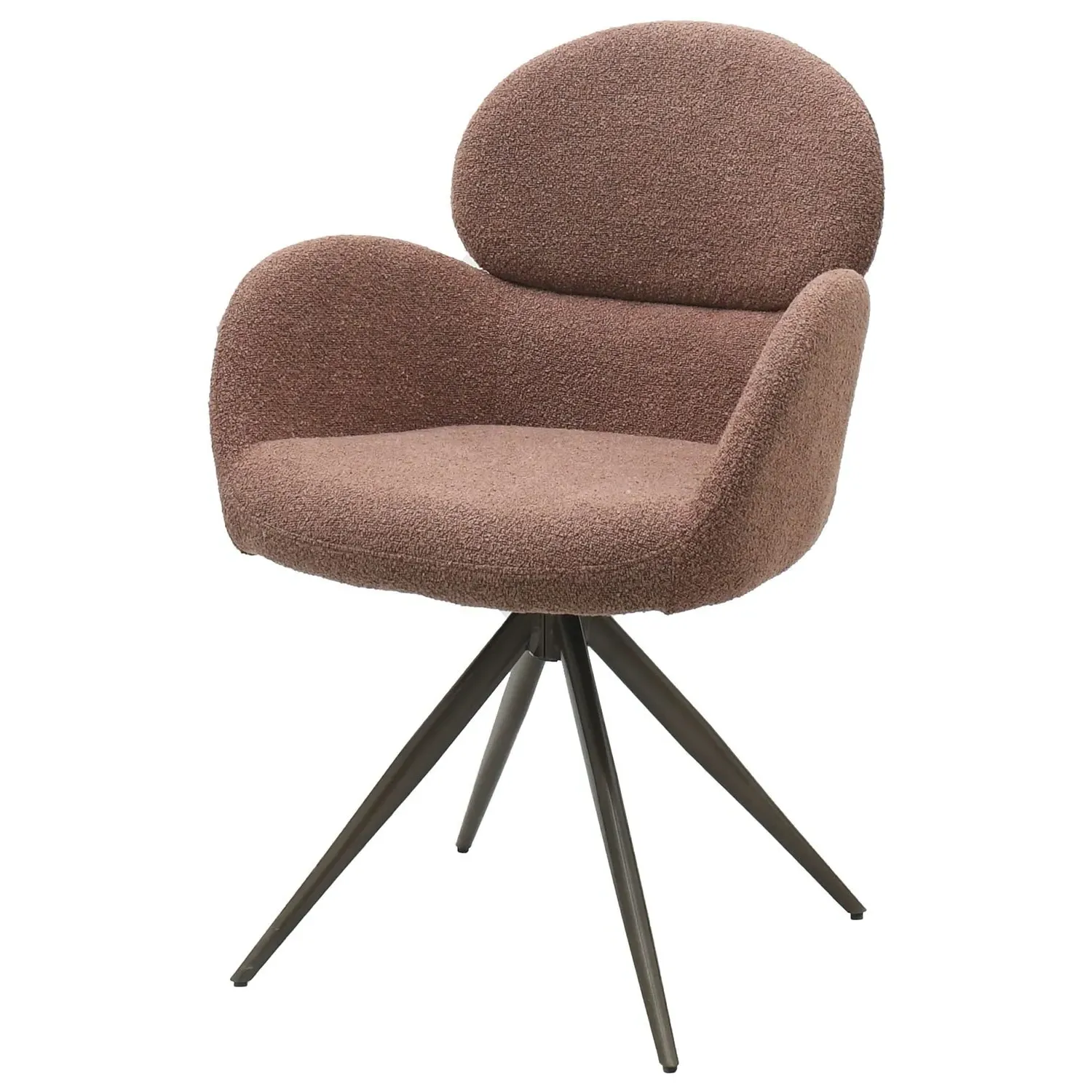 4-Piece Swivel Dining Chairs - Brown, Boucle