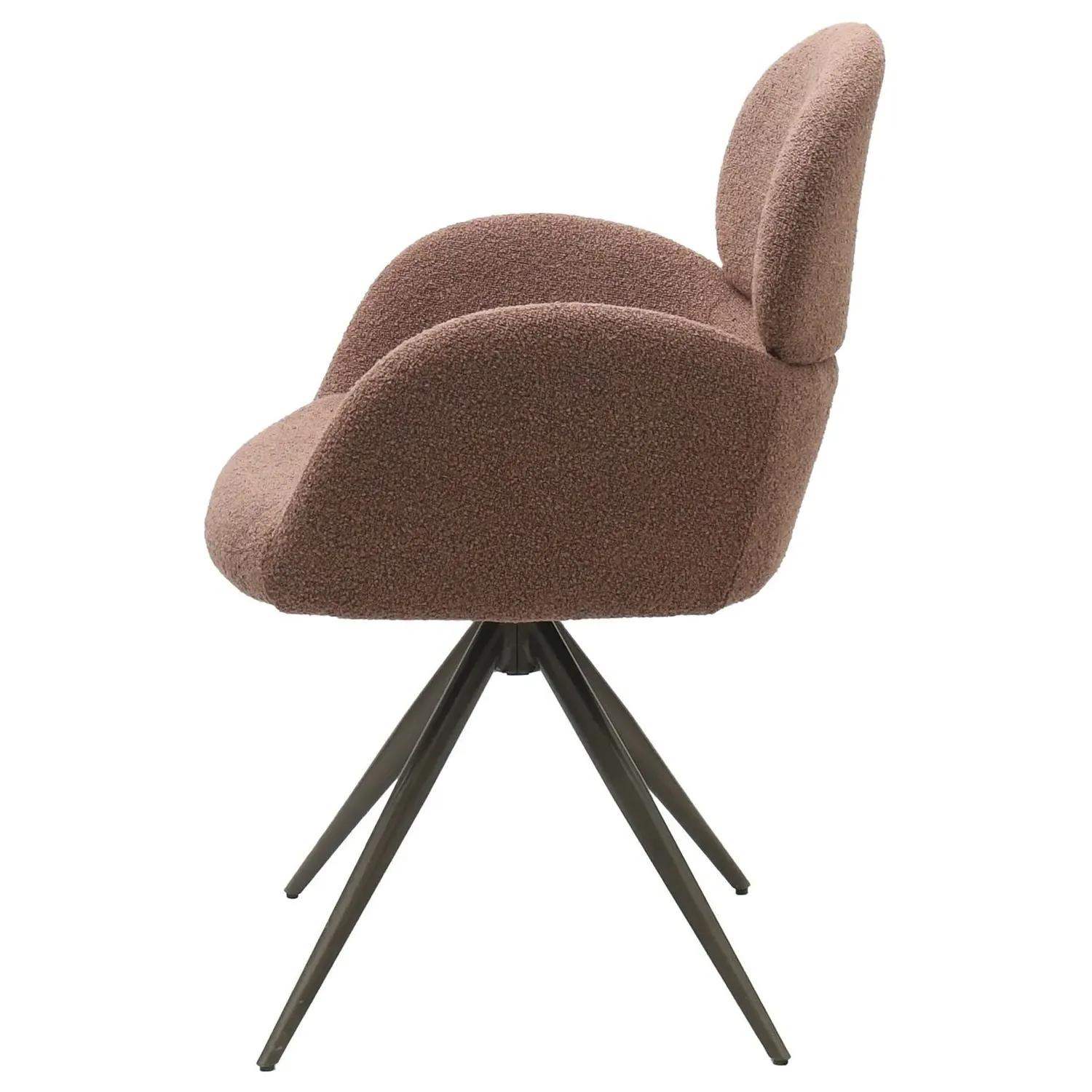 4-Piece Swivel Dining Chairs - Brown, Boucle