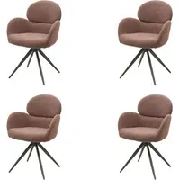4-Piece Swivel Dining Chairs - Brown, Boucle