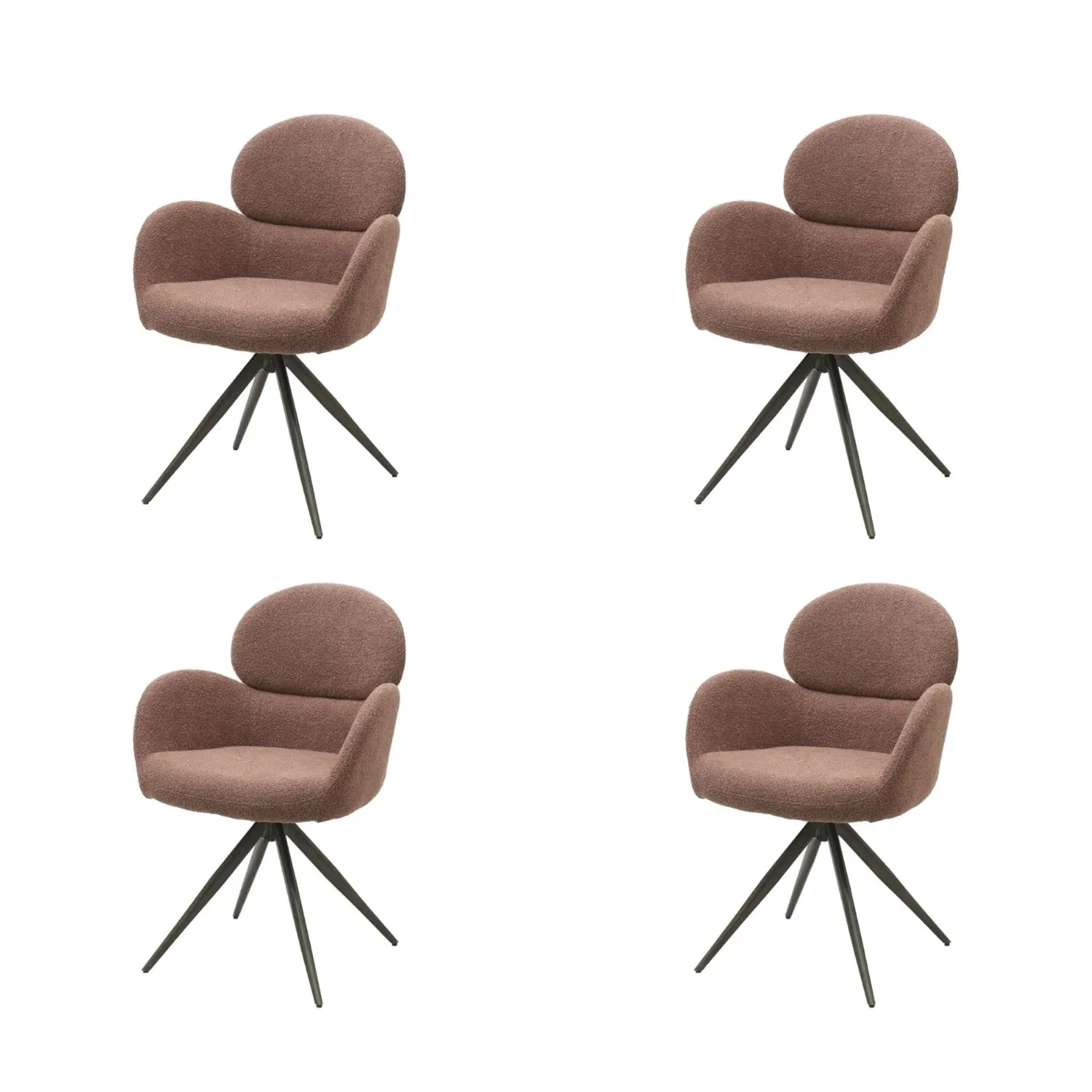 4-Piece Swivel Dining Chairs - Brown, Boucle image