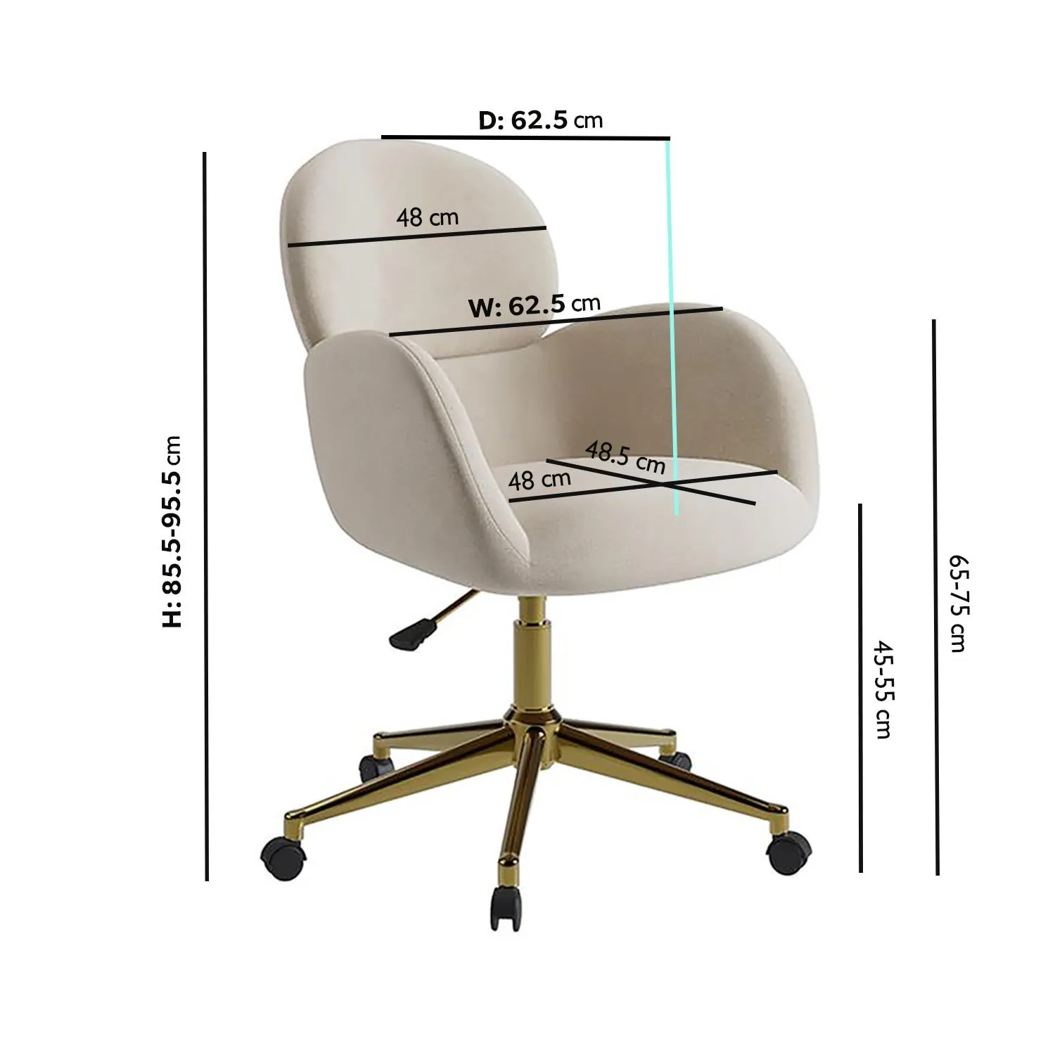 Swivel Office Chair with Gas Lift - Beige, Chenille