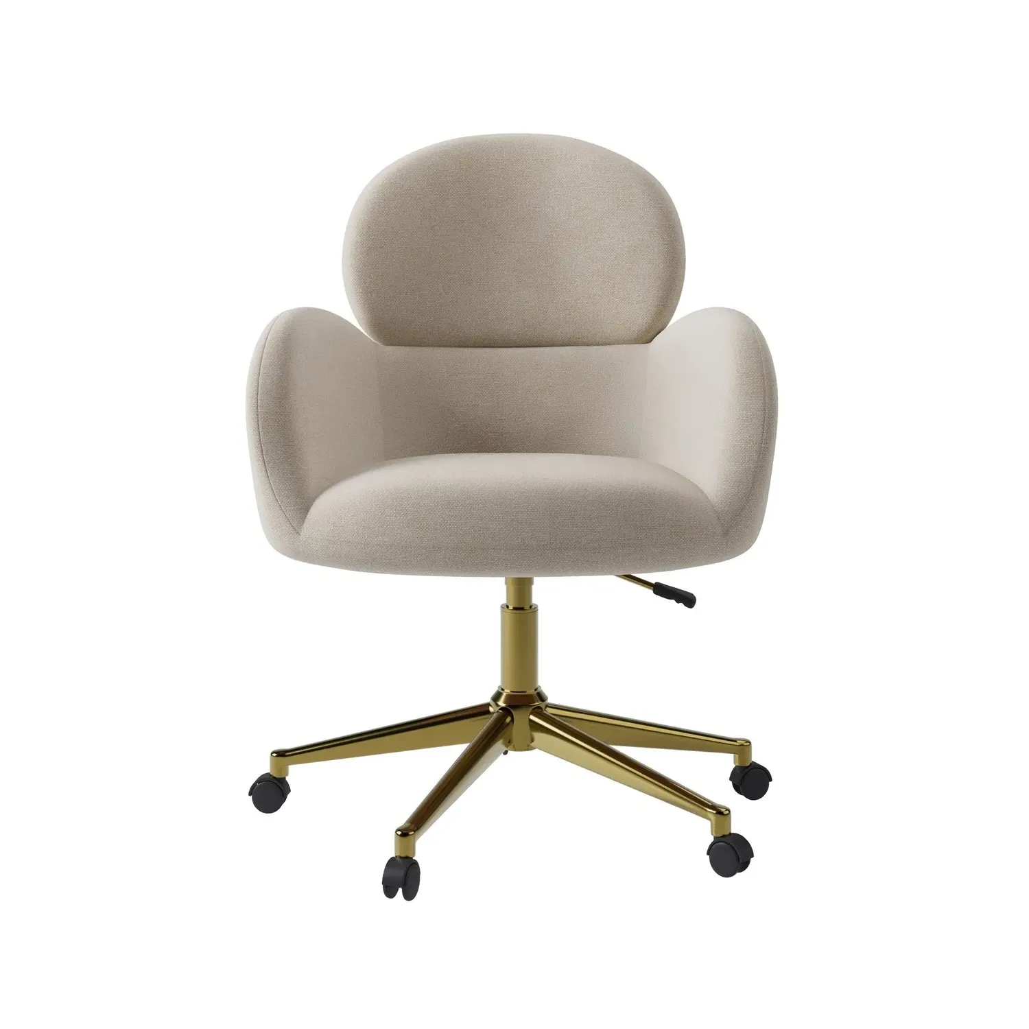 Swivel Office Chair with Gas Lift - Beige, Chenille