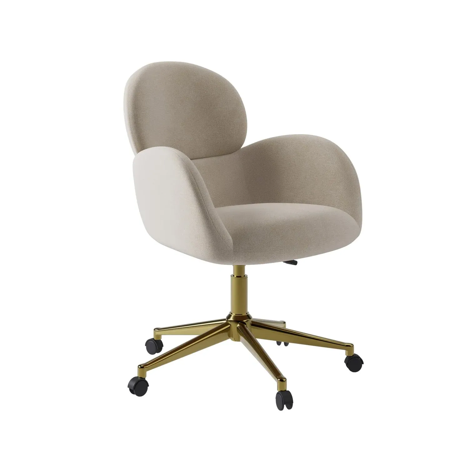 Swivel Office Chair with Gas Lift - Beige, Chenille