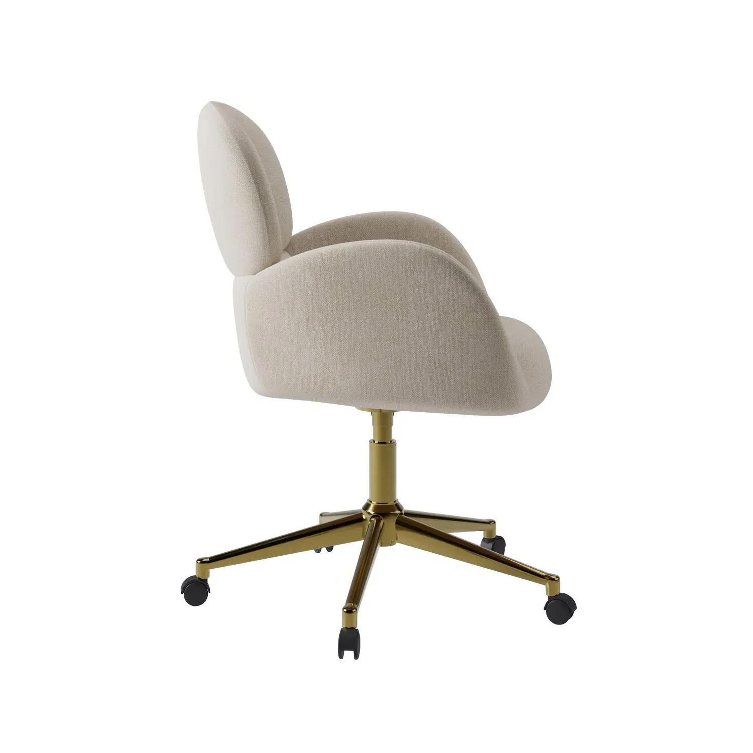 Swivel Office Chair with Gas Lift - Beige, Chenille