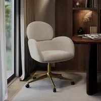 Swivel Office Chair with Gas Lift - Beige, Chenille