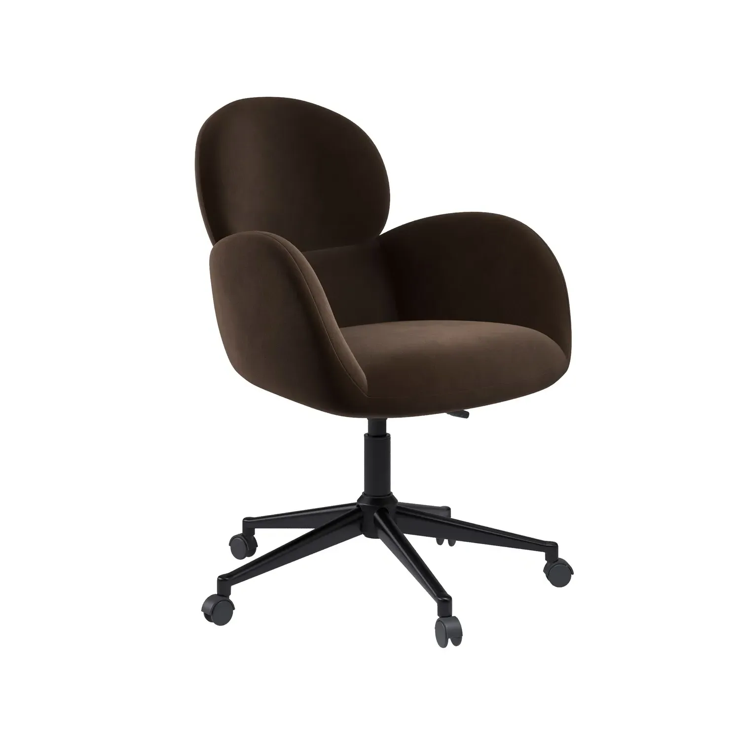 Swivel Office Chair with Gas Lift - Brown, Velvet