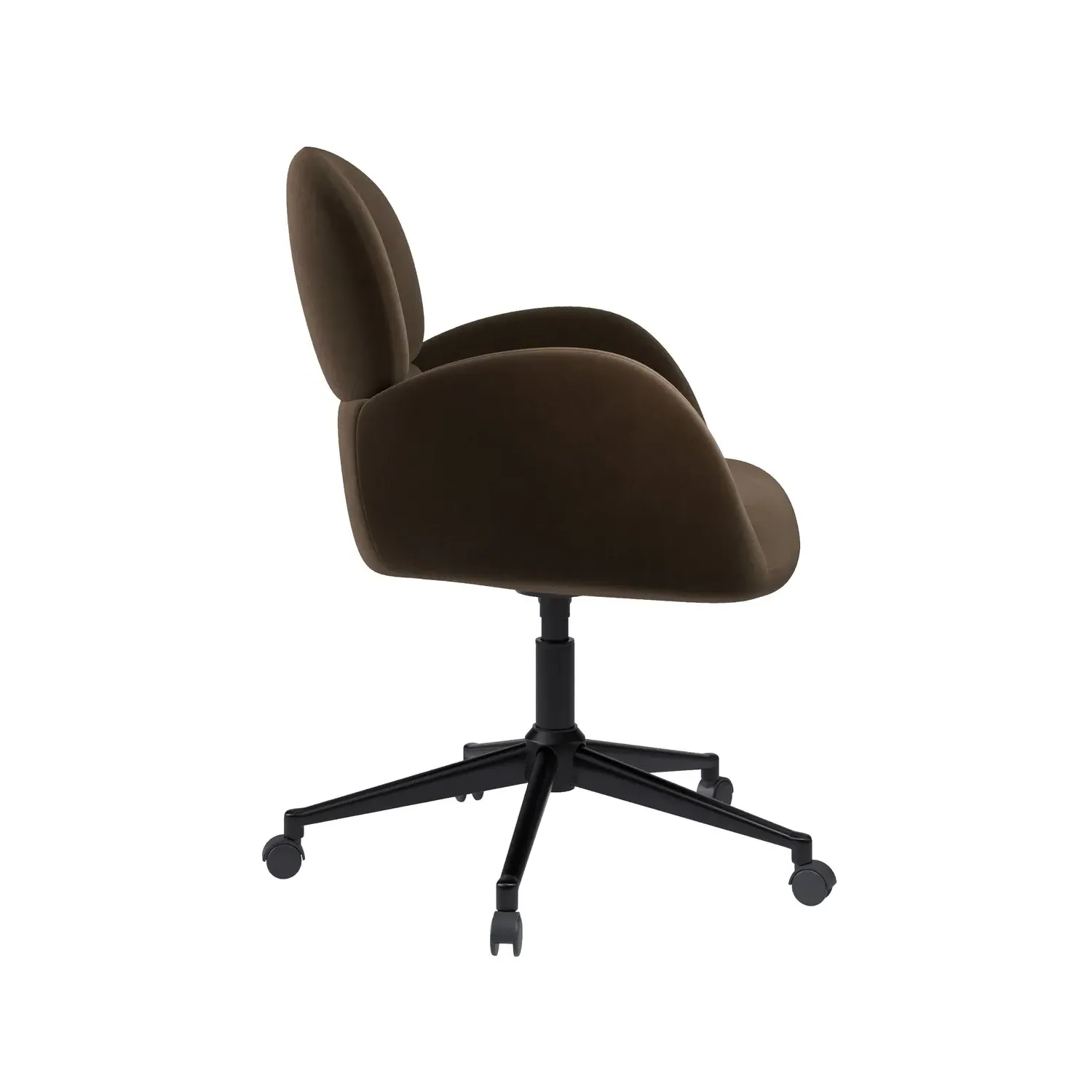 Swivel Office Chair with Gas Lift - Brown, Velvet