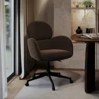Swivel Office Chair with Gas Lift - Brown, Velvet