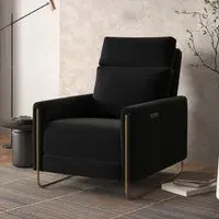 Electric Recliner Chair with USB - Black, Velvet