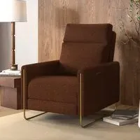 Electric Recliner Chair with USB - Brown, Velvet