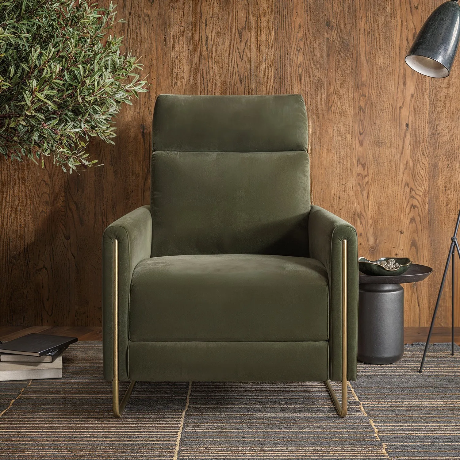 Electric Recliner Chair with USB - Green, Velvet