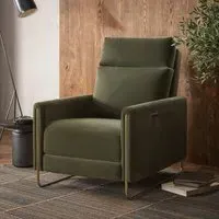 Electric Recliner Chair with USB - Green, Velvet