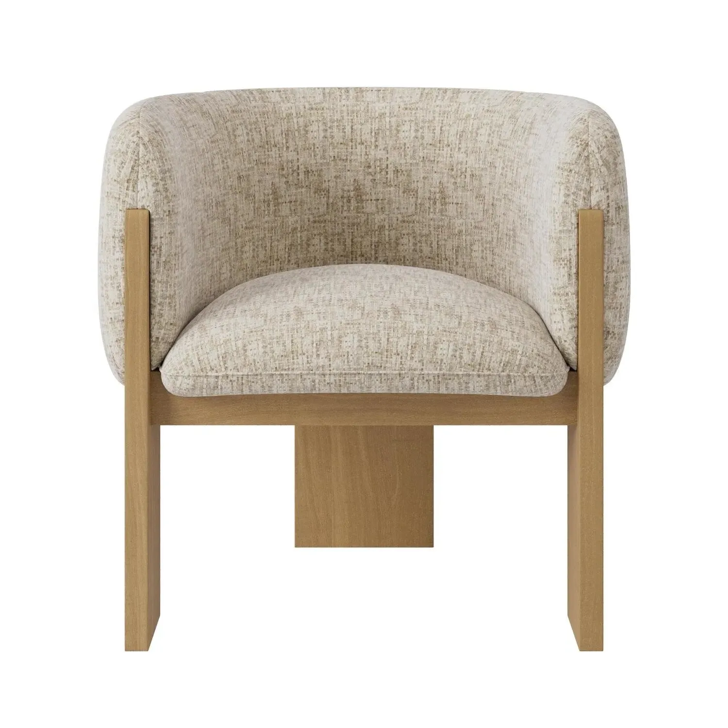 Curved Armchair with Foam Cushion - Beige, Fabric