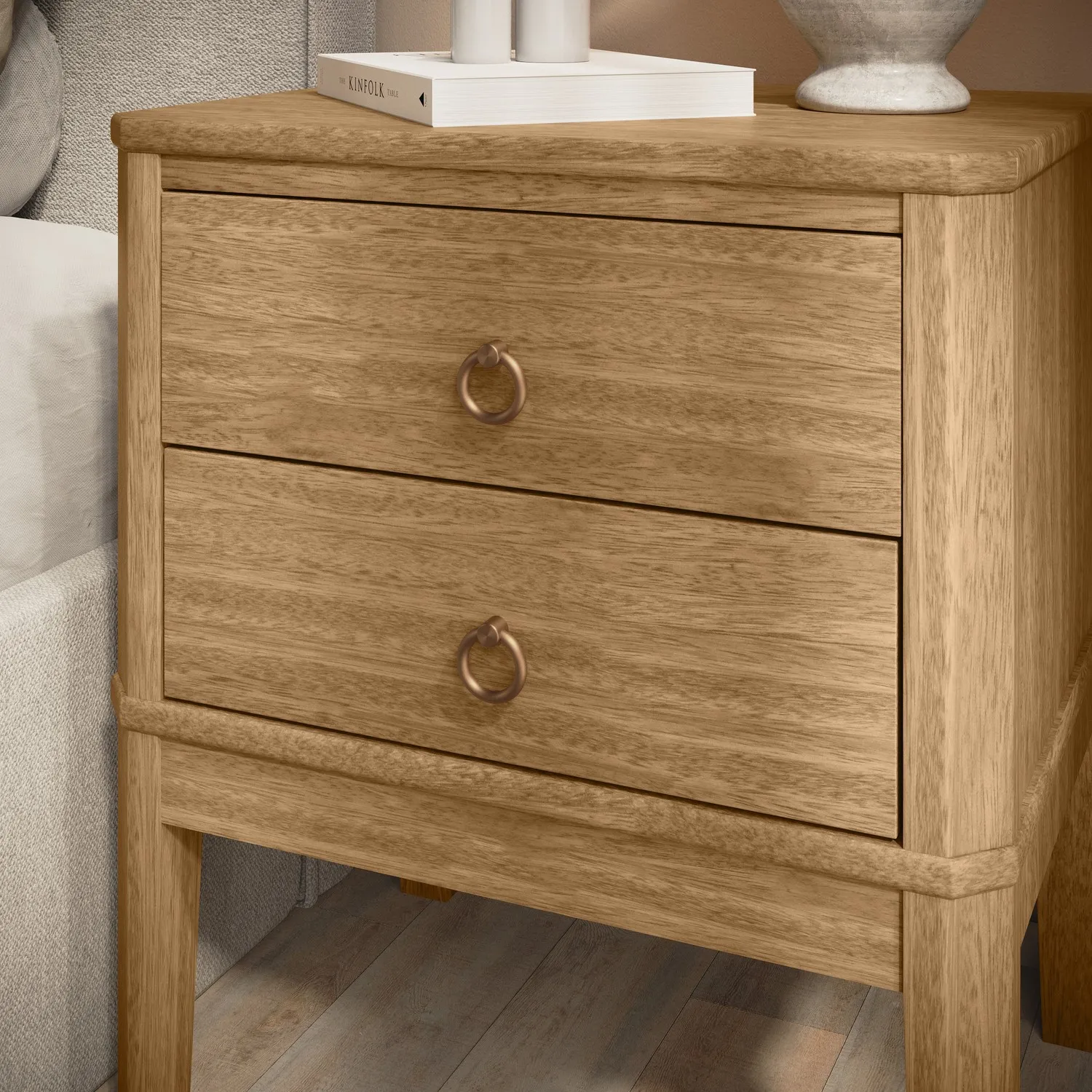 2-Drawer Bedside Table - Light Wood, Pine